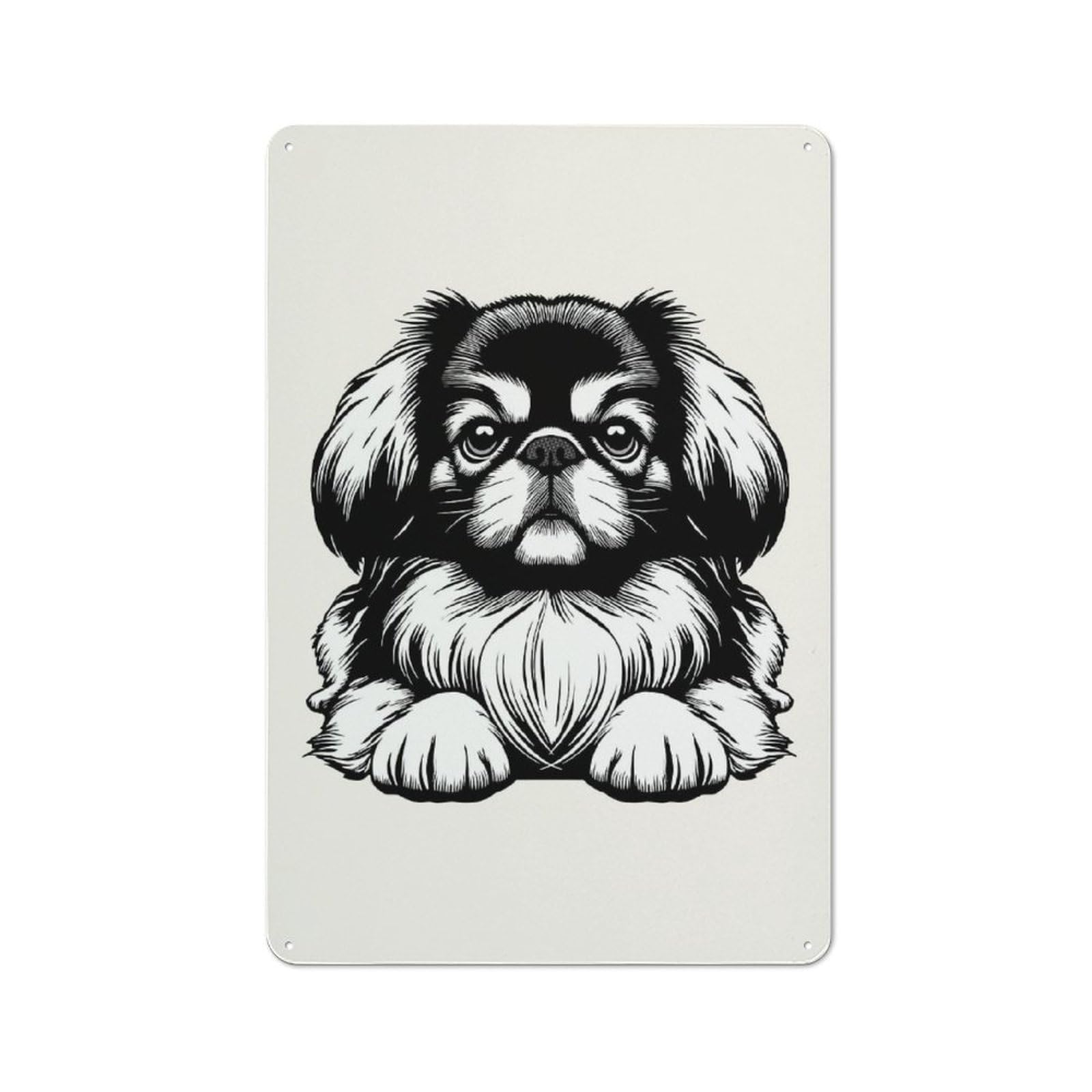 The Pekingese Decorative Metal Plaque 30x20cm, Shop Front Style Bistro Wall Plaque for Tea Room, Shop Wall Or Breakfast Area
