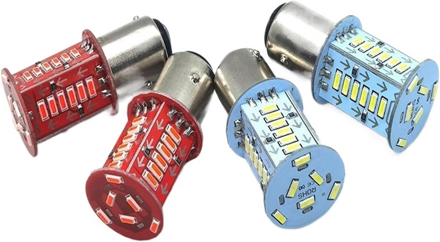 100Pcs 1156 BA15S P21W 1157 BAY15D P21/5W Led Bulb Car Tail Bulb Brake Lights Reverse Lamp Turn Signal Lamp Brake Motorcycle 12V (Color : BAY15D 1157, Size : Red)