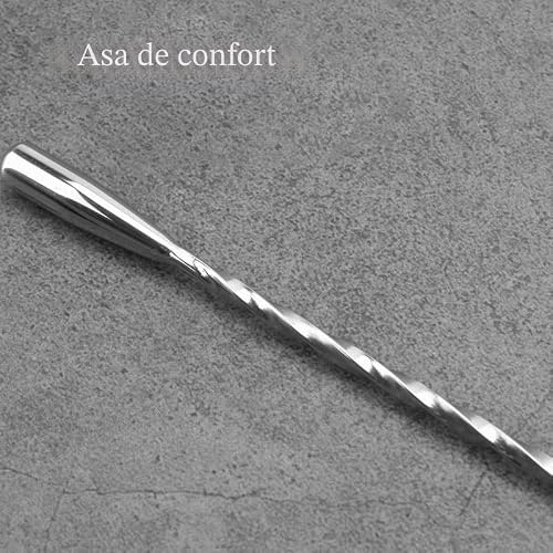 Miniatura 3 de Cuchara Para Mezclar Cócteles De Acero Inoxidable, Cuchara De Bar, Cuchara Para Mezclar, Agitador Largo Para Martinis, Café, Bar, Coctelera 4 Unidades, Plateado