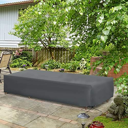 Outsunny Rectangular Garden Furniture Cover for Rattan Lounge Water UV Resistant Protection 600D Oxford Fabric Clean Cover, 200 x 73 x 35cm, Grey