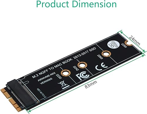 Miniatura 3 de HLT M.2 NVME SSD Convert Tarjeta adaptadora para MacBook Air Pro Retina (año 2013-2017), NVME/AHCI SSD Kit actualizado para A1465 A1466 A1398 A1502