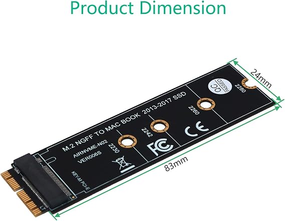 M.2 NVME SSD Convert Adapter Card for Upgrade MacBook Air (2013-2017)