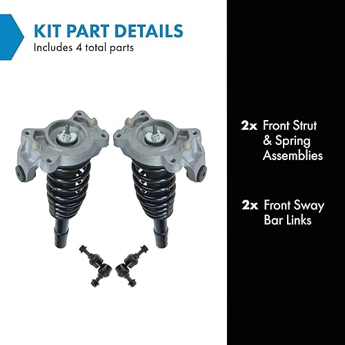 Miniatura 1217 de TRQ Kit de suspensión delantera, conjunto de amortiguadores y resortes, barra estabilizadora, enlace estabilizador compatible con Chevrolet