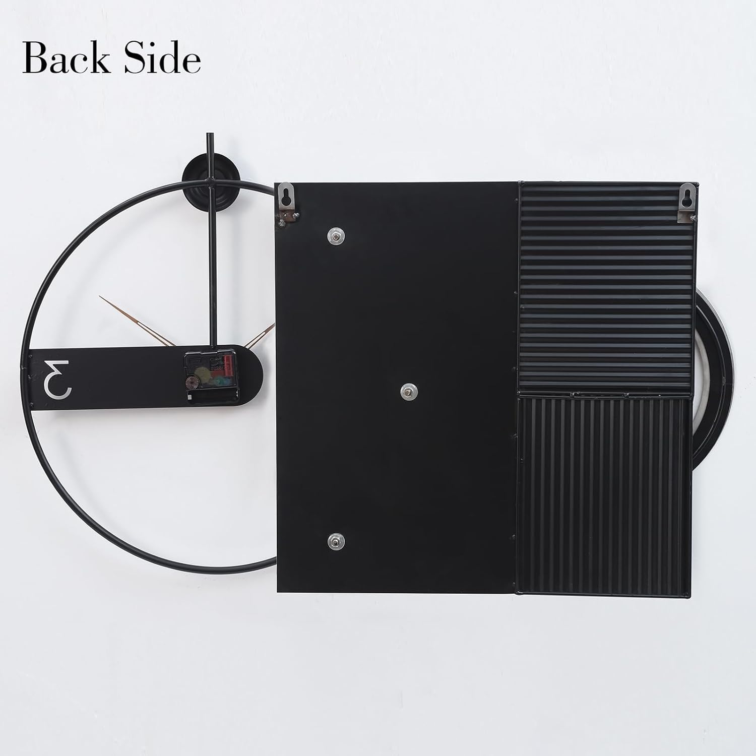 Modern Luxury Wall Clock, Gold Metal Ring Geometric Deconstruction Art, Black Grey Silent Non-Ticking for Living Room, Office, Entryway Decor, 17.7"x29.72"