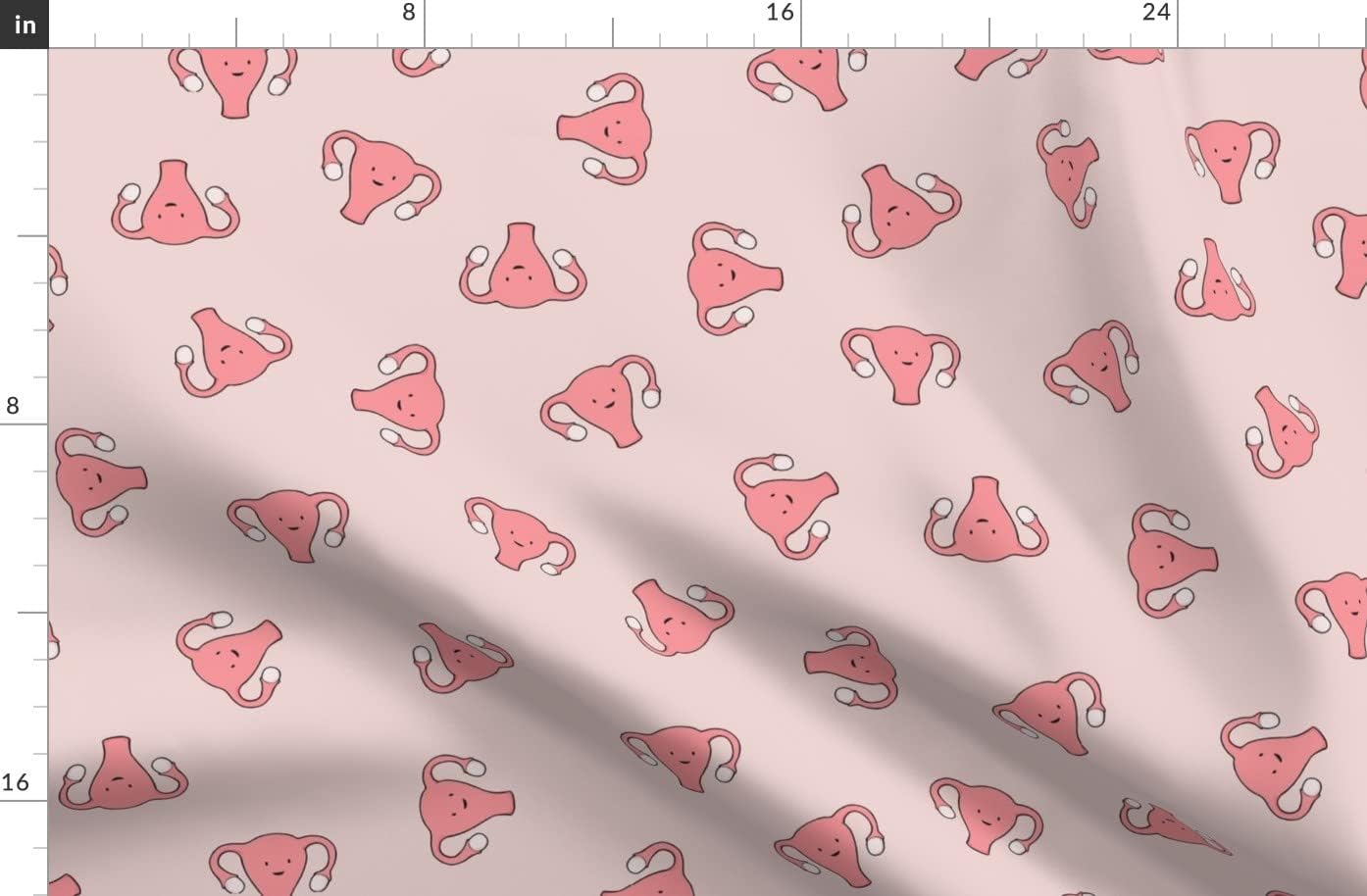 Spoonflower Fabric - Happy Uterus Pink Large Rose Blood Woman Female Anatomy Womb Printed on Polartec(R) Fleece Fabric by The Yard - Sewing Blankets Loungewear and No-Sew Projects