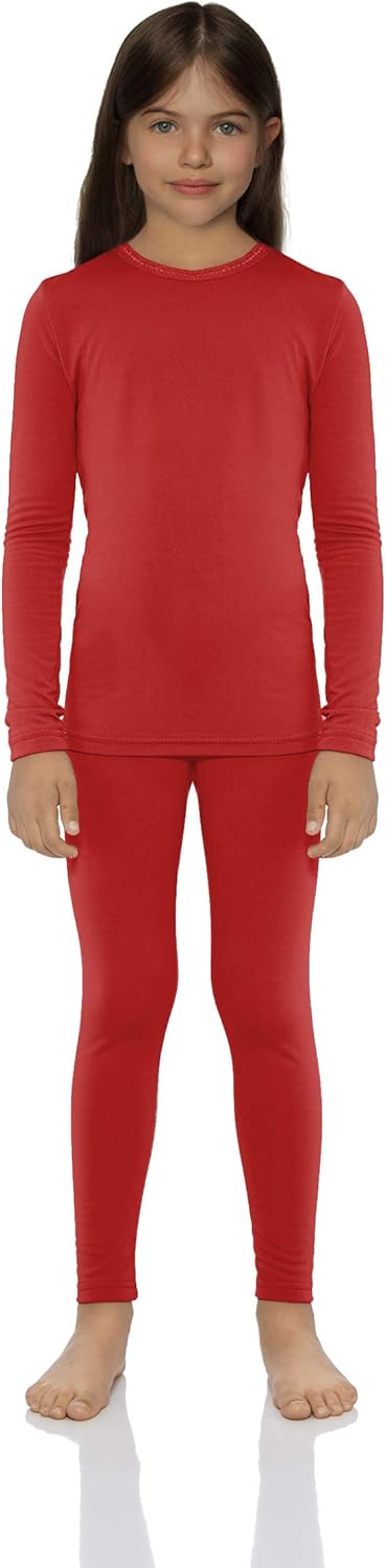 Rocky Thermal Underwear for Girls Cotton Knit Thermals Kids Base Layer Long John Pajamas Set