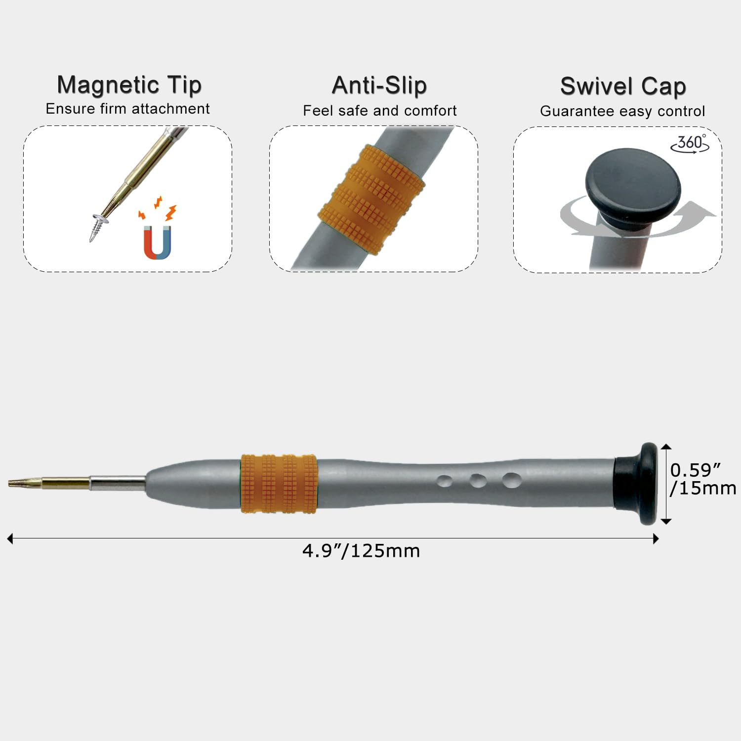 スパルト　t5 Torx T5 Screwdriver, S2 High Alloy Steel Head, Magnetic Tip