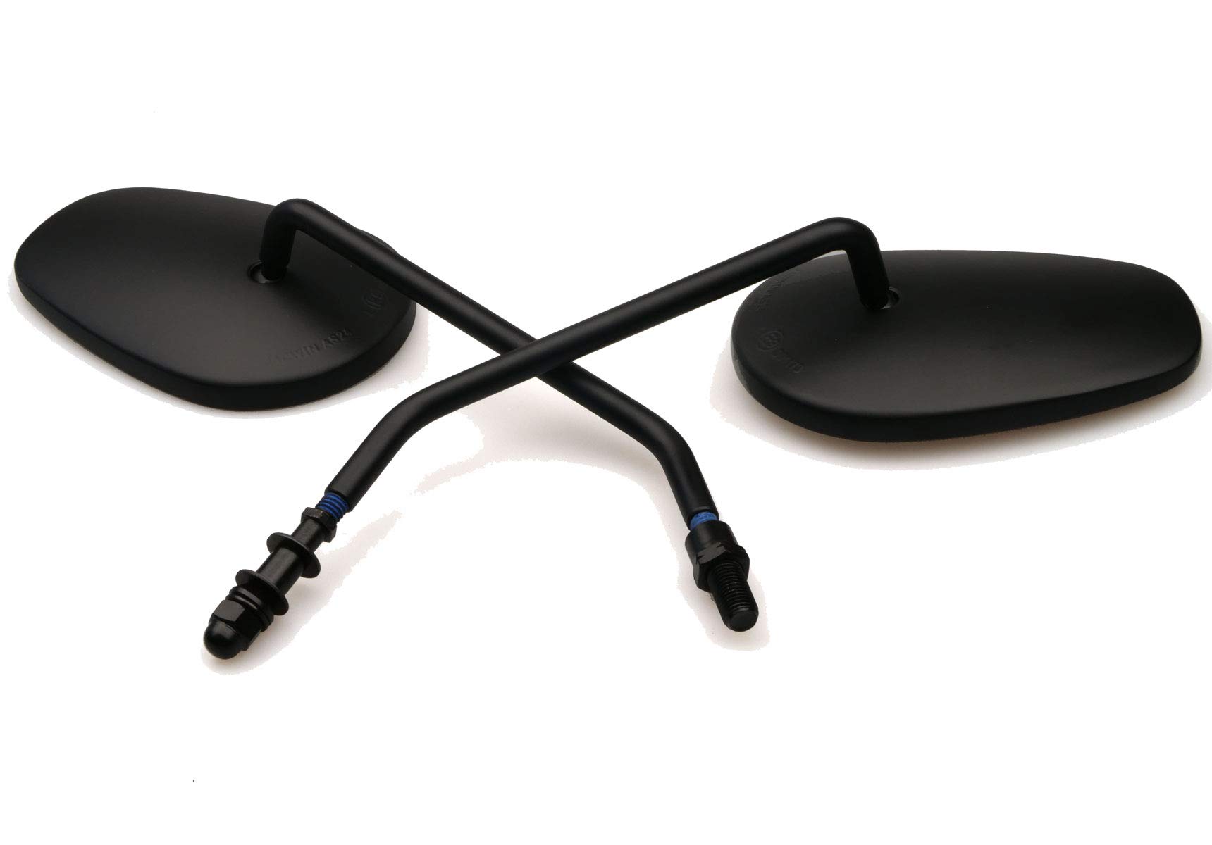 Iguana Custom Parts Paire de rétroviseurs de moto homologués HD Style noir mat avec visserie incluse pour toutes les motos, très bonne visibilité.