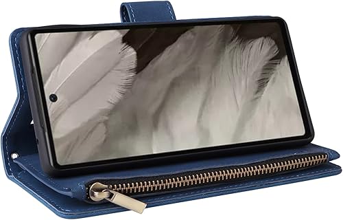 Miniatura 5 de LBYZCASE Funda para Google Pixel 7A 2023 con ranuras para tarjetas bloqueo RFID, funda duradera con función atril con cierre magnético, cierre