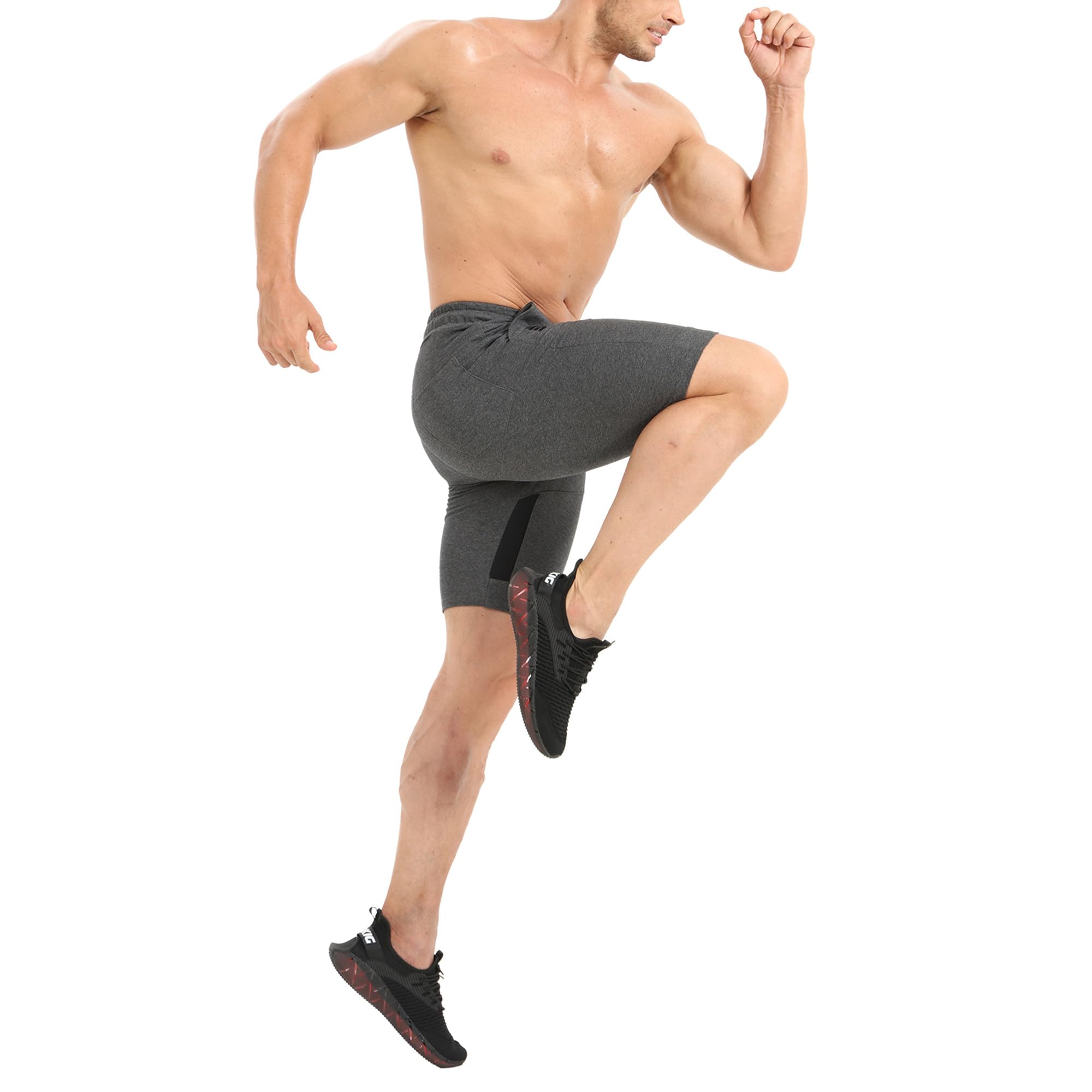 BROKIG Gym Shorts Herren Baumwolle Fitness Kurze Hose | Sporthose Herren Kurz mit Reißverschlusstasche, atmungsaktiv Laufshorts herren, Trainingsshorts herren