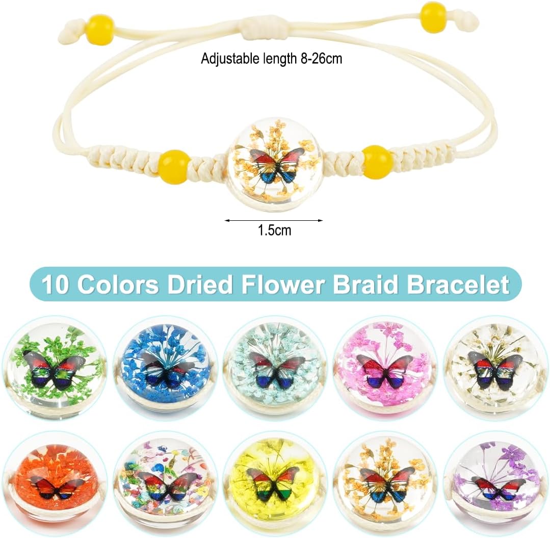 10 Bracelets D'amitié Fleurs Tressés à La Main - Réglables - Cadeau Fille Adolescente - Lot Multicolore