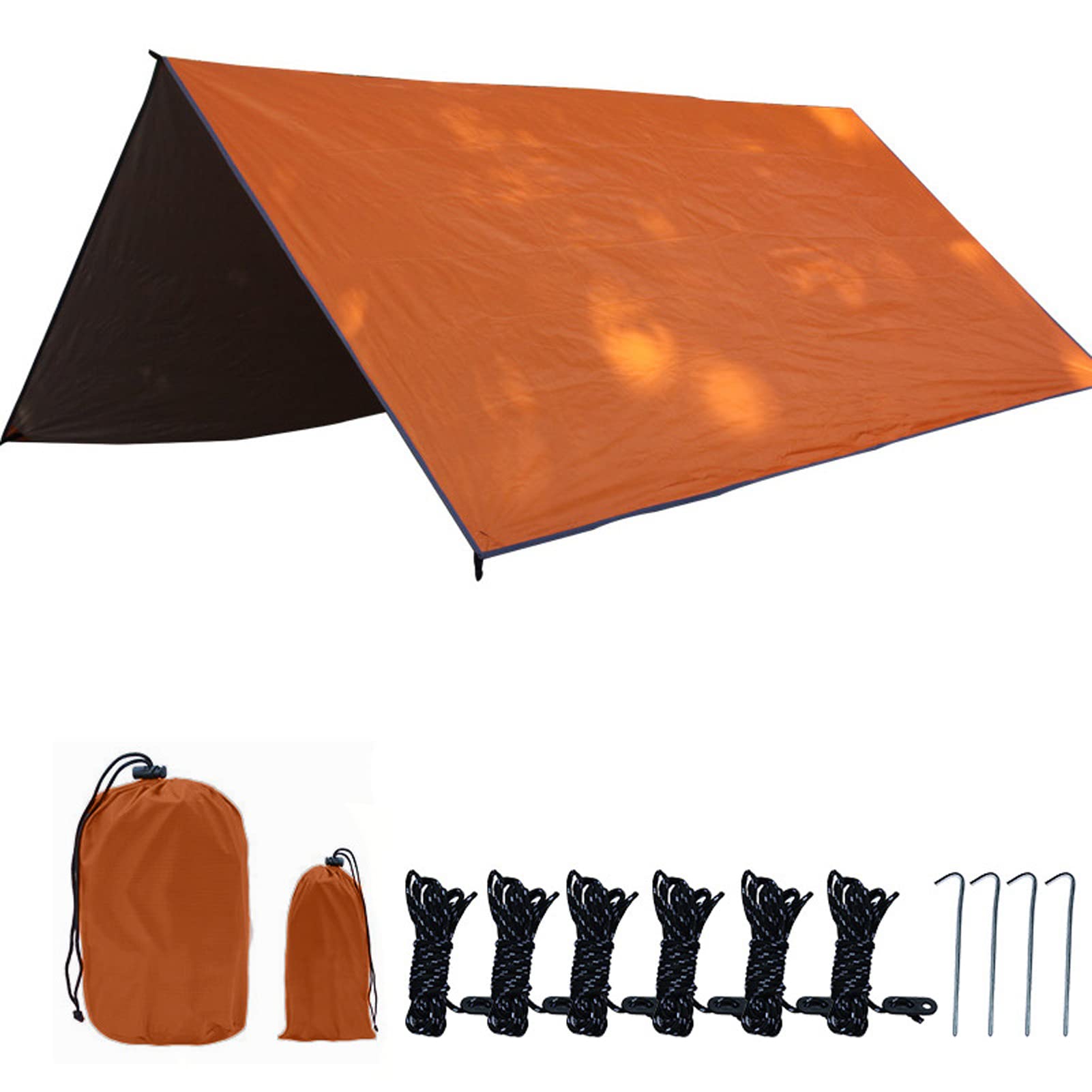 Zeltplanen Camping wasserdichte Tarp Sonnensegel Sonnenschutz, Anti-UV Schnee Regen Sonnen Schutz Outdoor Plane Leicht Kompakt Leichte Picknickdecke Für Wandern Reisen (Orange)