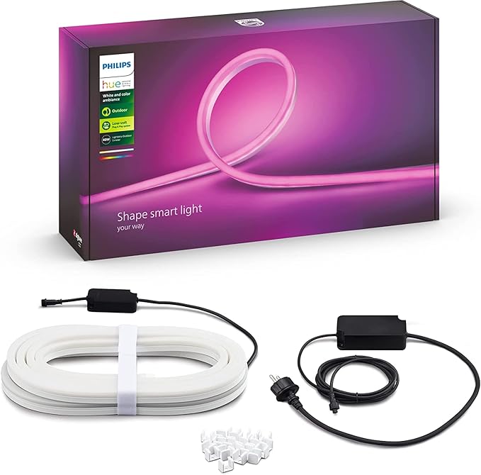 Philips Hue - Tira Led inteligente Exterior 5m y Alimentador, 1650lm, control App o Bluetooth, Sumergible (IP67), Luz Blanca y luces de colores, Compatible con Alexa y Google Home [clase energética G] oferta Amazon