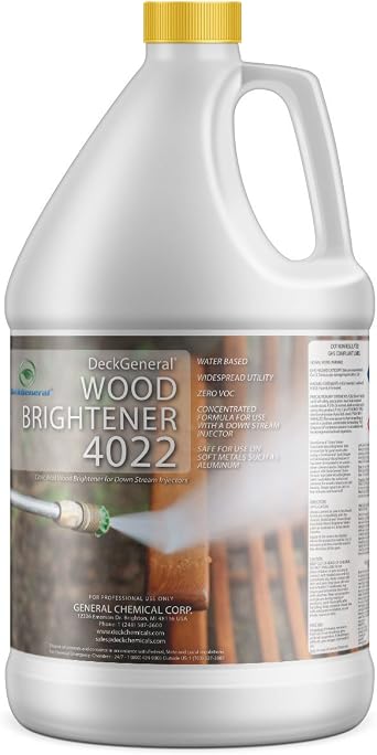 DeckGeneral Wood Brightener 4022 Fast-Acting Deck Brightener for Wood, Fence & Patio - Restores Natural Color, Neutralizes & Preps for Stain 1 Gallon