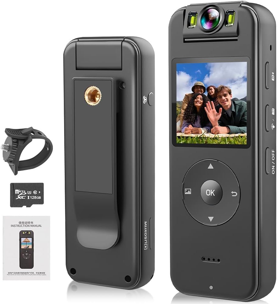 61RFjg9vABL._AC_SL1000_ Camera Corporal Esportiva, Camera Corporal de Ação Esportiva Wifi Ultra Hd 4K Portátil Grava Vídeo com Visão Noturna, com Rotação de 180° para Esportes Ao Ar Livre, Ciclismo