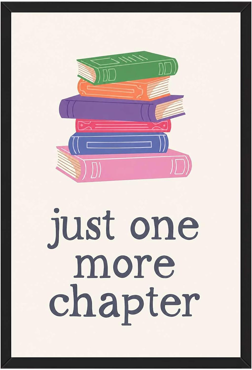 Framed Canvas Wall Art Colorful Book Stack Art Print Minimalist Aesthetic Motivational Poster Paintings Pictures Wall Decor Cute College Trendy Decor for Bedroom Dorm Office Apartment (Framed,24W"X36L")