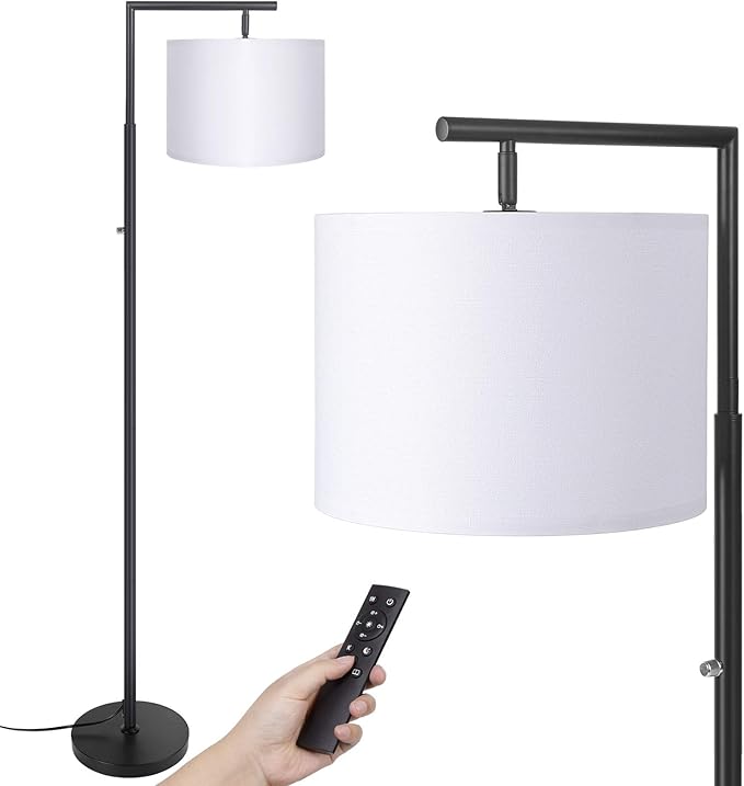 Yang Hong Yu Floor lamp,Stepless Brightness &4 Color Temperature Modern Standing Shade Led Floor Lamp with Remote & Rotary Switch Control Classic Standing Lamp for Living Room and Bedroom (Black)
