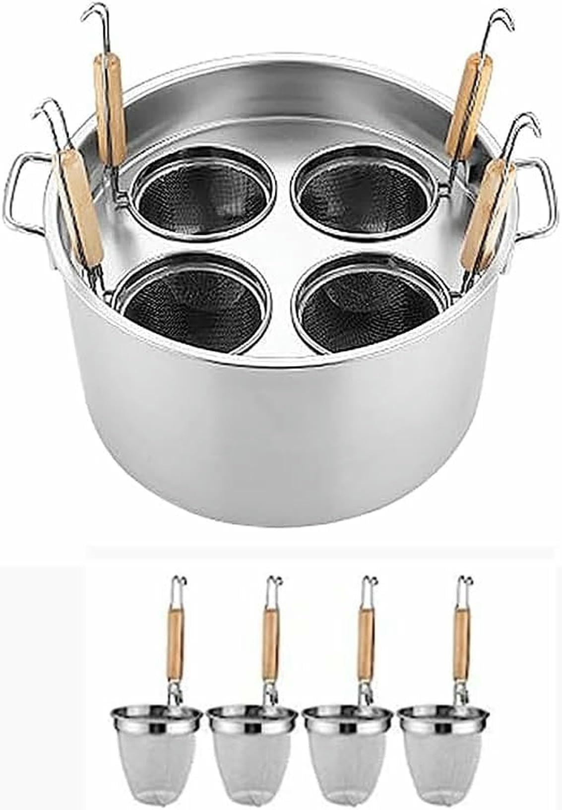 Stainless Steel Pasta Cooker Insert Cookware with Divider and Colander Strainer for Cooking Pasta, Noodles, and Vegetables-