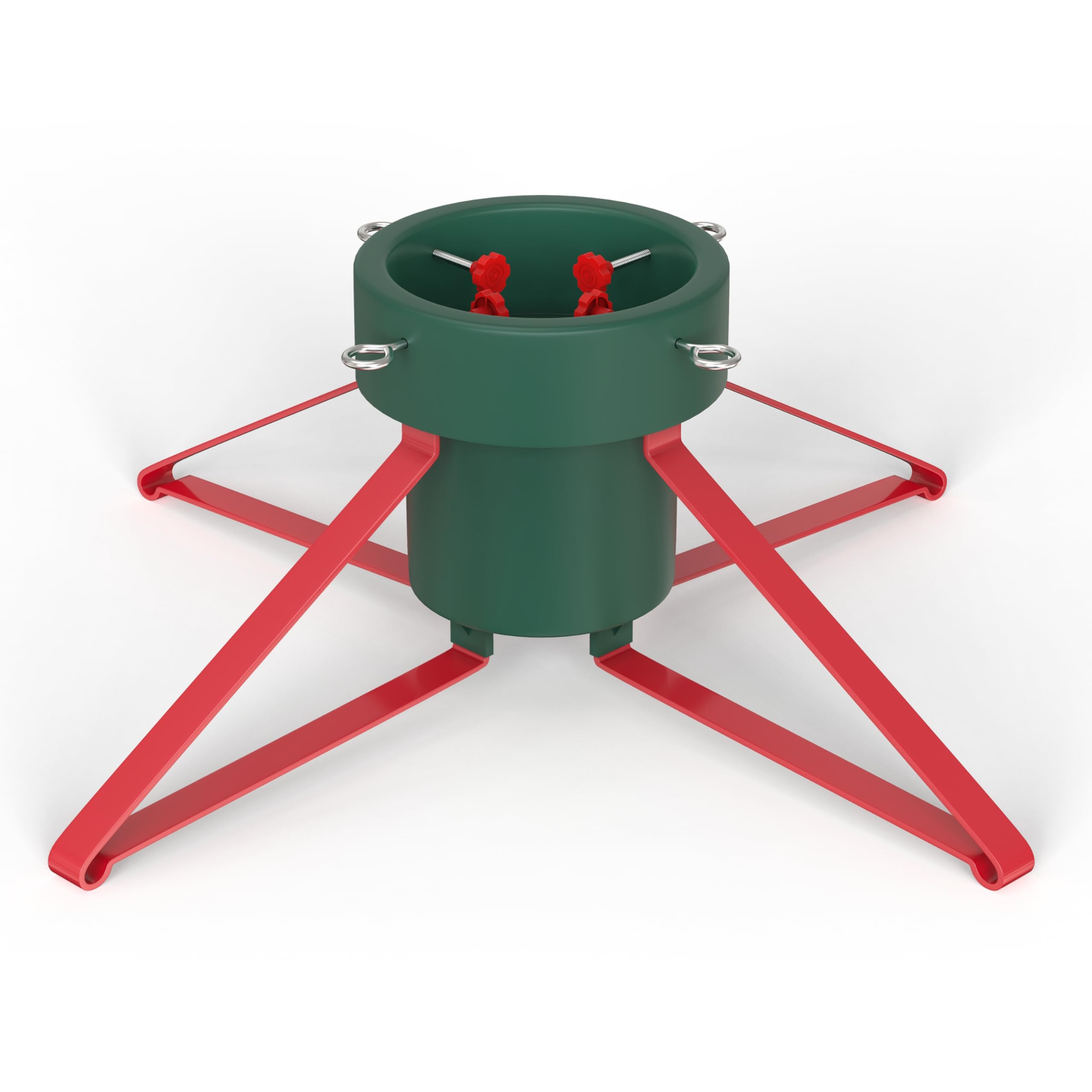 Real Christmas Tree Stand Fits Trees up To 2.3M Tall Diameter up to 12cm Xmas Tree Holder with 2L Reservoir Real Tree Base Clamp Pot Base for Home & Office, Maximum 8ft Christmas Trees Red Leg