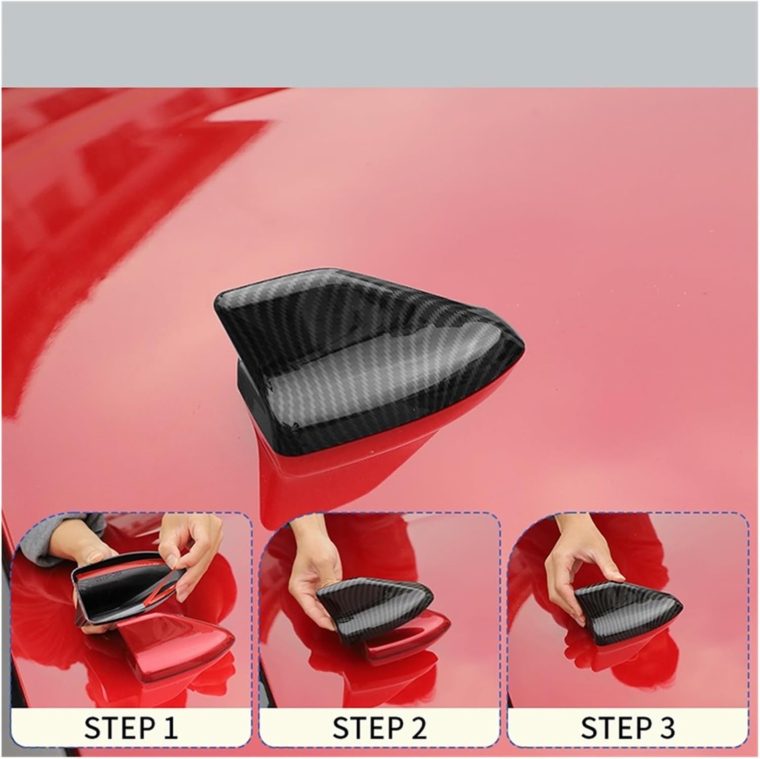 Car Waterproof Shark Fin Antenna Decoration Cover ABS Car Aerials Trim Accessories Compatible for Ford Mustang 2024 Up(Black)