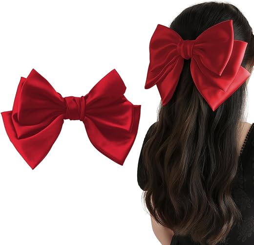 Multibrite Triple Layer Satin Bow Clip, Fashion Pins for Thick &amp; Thin Hair, Cute Bows for Weddings, Parties &amp; Everyday Wea...