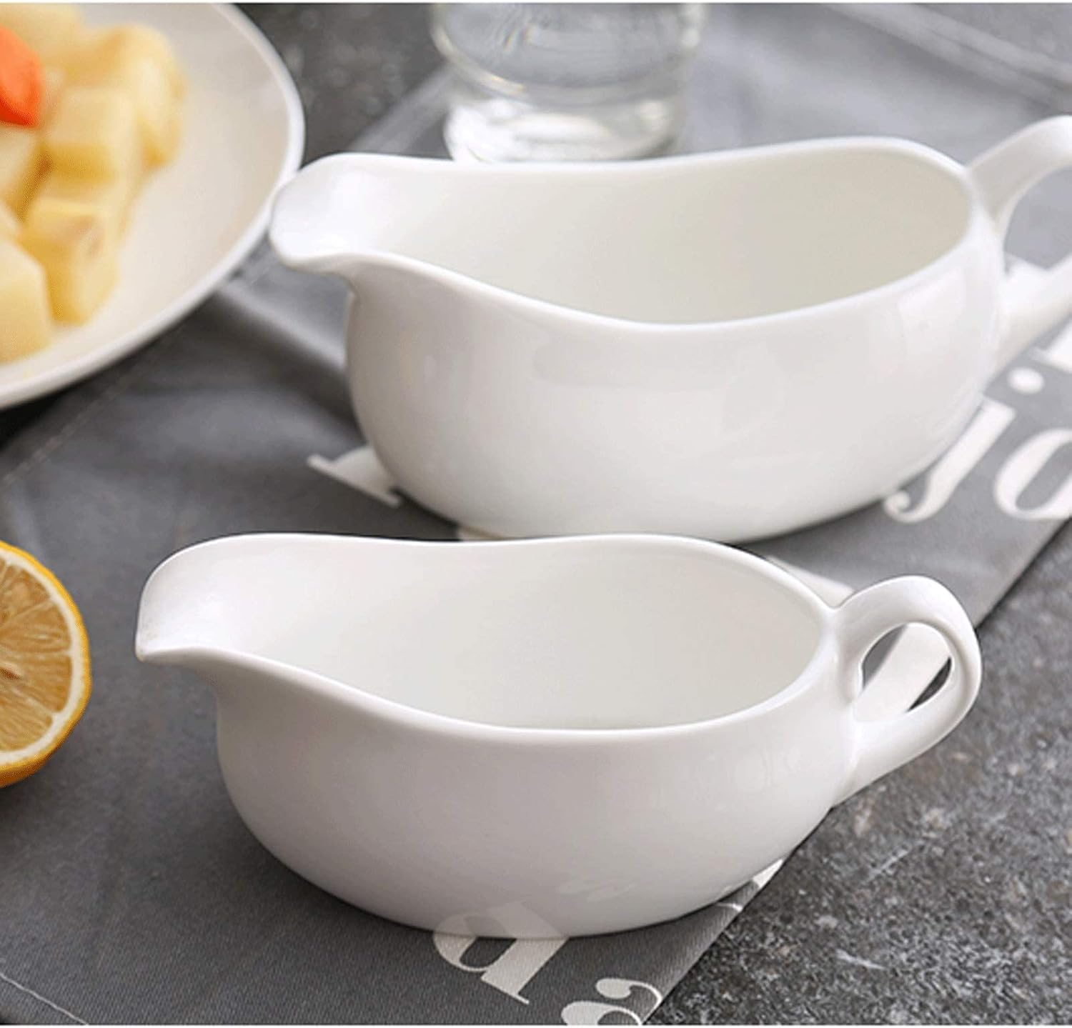 3.3Oz/8.4Oz/13Oz Ceramic Sauce Boat with Handle, Gravy Sauce Boat Used in Family Kitchen and Restaurant (White) Milk Jug (Size: Small) (S)