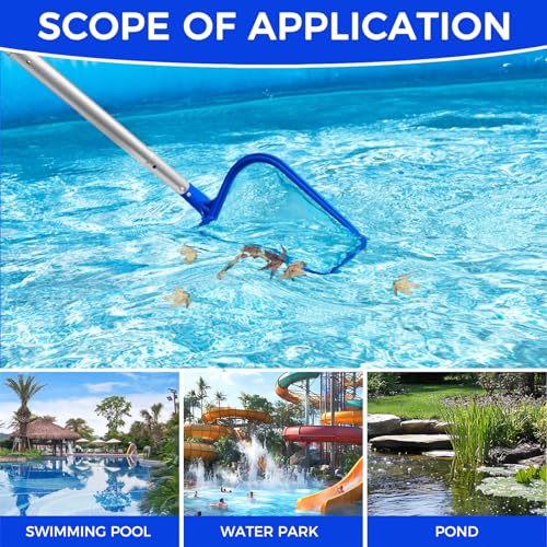 Pool Kescher 204cm CNMTCCO Extra Lang - Stabil Teleskopstange & Feinmaschiges Netz für Teich & Pool - Entfernt Laub & Algen Mühelos - Robustes Aluminium Alloy Pole (Nylon-Netz)