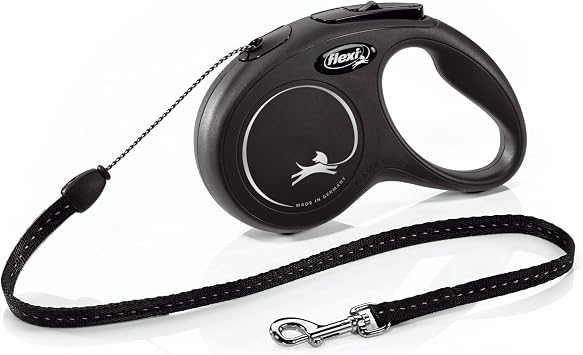 FLEXI Classic Cord Retractable Dog Leash, Small, 16 ft - Black