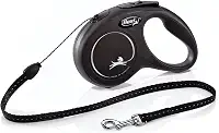 FLEXI Nova guia retrátil clássica para cães (cordão), ergonômica, durável e sem emaranhados para cães de até 11,8 kg, 4,9 m, pequena, preta
