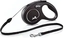 FLEXI Nova guia retrátil clássica para cães (cordão), ergonômica, durável e sem emaranhados para cães de até 11,8 kg, 4,9 m, pequena, preta