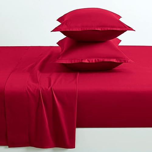 Miniatura 10 de Eikei Juego de sábanas de lujo de 400 hilos de algodón egipcio de fibra larga, tejido de satén transpirable, sedoso, suave, Pima Premium (carbón,