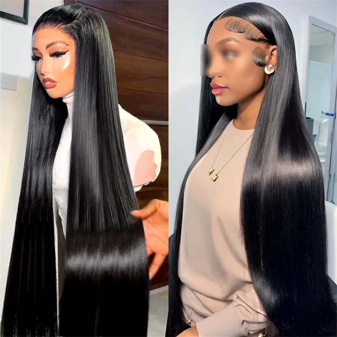 Lemoda Echthaar-Perücke Glatt - 200% Dichte, 33x15 Cm Lace Front, Vorgezogen Mit Babyhaar, 100% Brasilianisches Haar