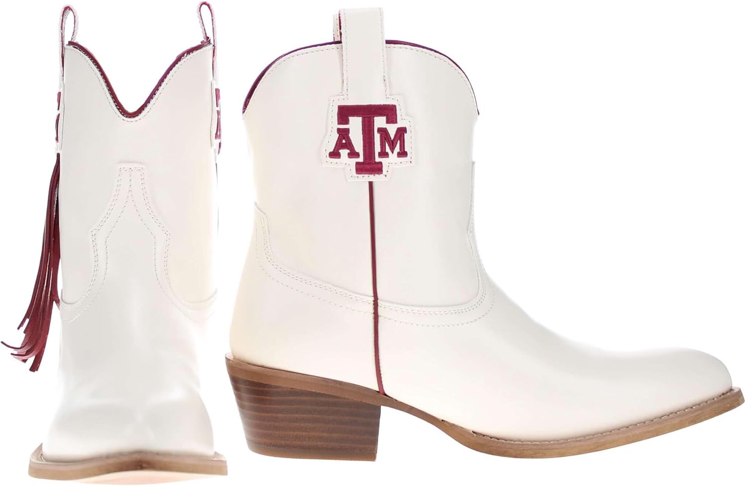 Vaccari Women's Lucy Premium PU Leather NCAA Athletics Fringe Ankle Boots