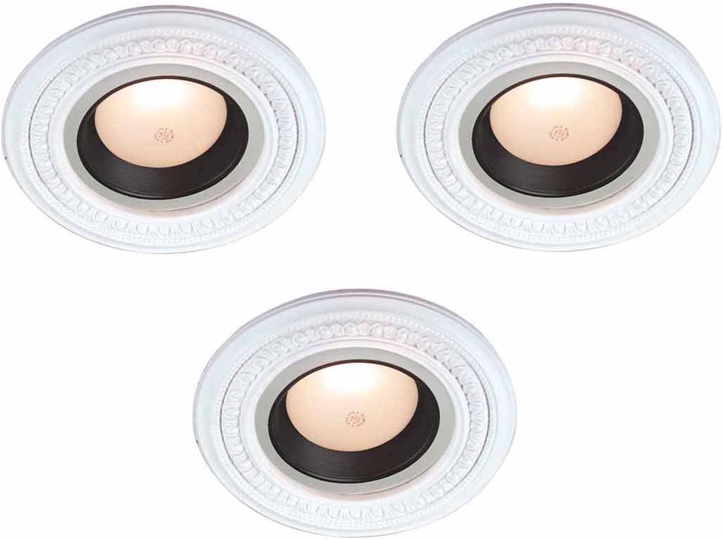 Renovators Supply Manufacturing™ Mini Ceiling Medallion for Light Fixture, White Polyurethane Spot Light Trim Ring, 5" ID x 9" OD (Pack of 3)