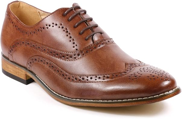 Metrocharm MC102 Mens Wing Tip Perforated Lace Up Oxford Dress Shoes