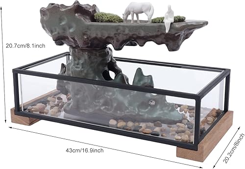 Miniatura 3 de Fuente de escritorio cascada con tanque de peces y roca, 17 pulgadas de largo x 8 pulgadas de ancho x 8 pulgadas de alto, adornos de acuarios para