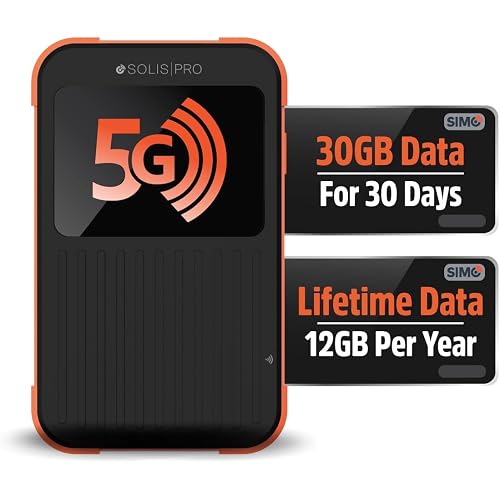 SIMO Solis PRO, 5G WiFi Hotspot with 1GB/Monthly + 30GB Global Data