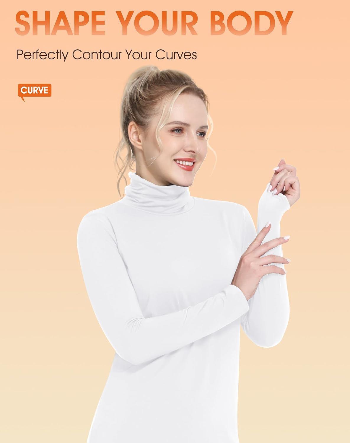 MANCYFIT Thermal Top for Women Turtleneck Shirt Long Sleeve Undershirt Ultra Soft Fleece Lined Base Layer