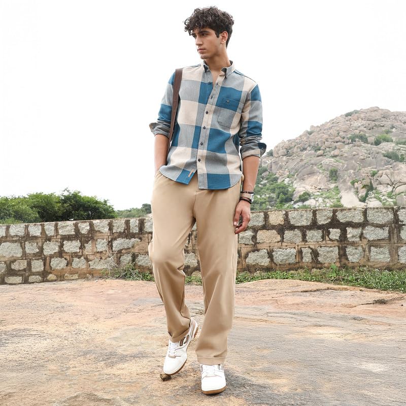 Image of CAHOOT Men's Shirt | Button-Down Collar /Long Sleeve Cuffed Sleeves /Button Closure | Checks Checks | Cotton Shirt for Casual Wear