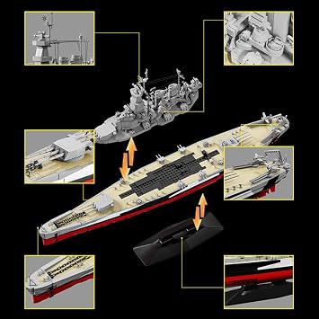 North Carolina Class Battleship Model Building Blocks Set 2662 Clamping Blocks WWII Battleship Model Kit 1:300 MOC Large Military Warship Construction Toy Compatible with Large Brands