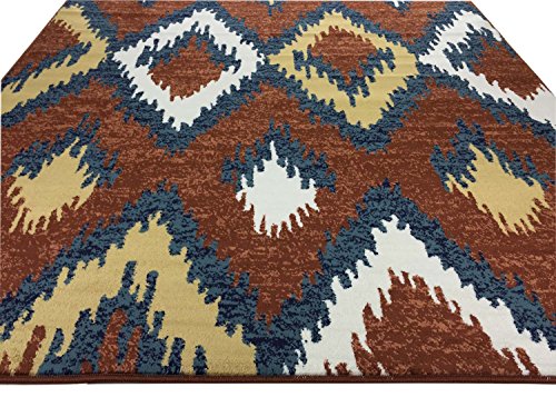 Studio Collection Trellis Wave Chevron Area Rugs - Lattice Zigzag Area Rug Rugs (Trellis Chevron Brown Navy, 8X10) #TOP3