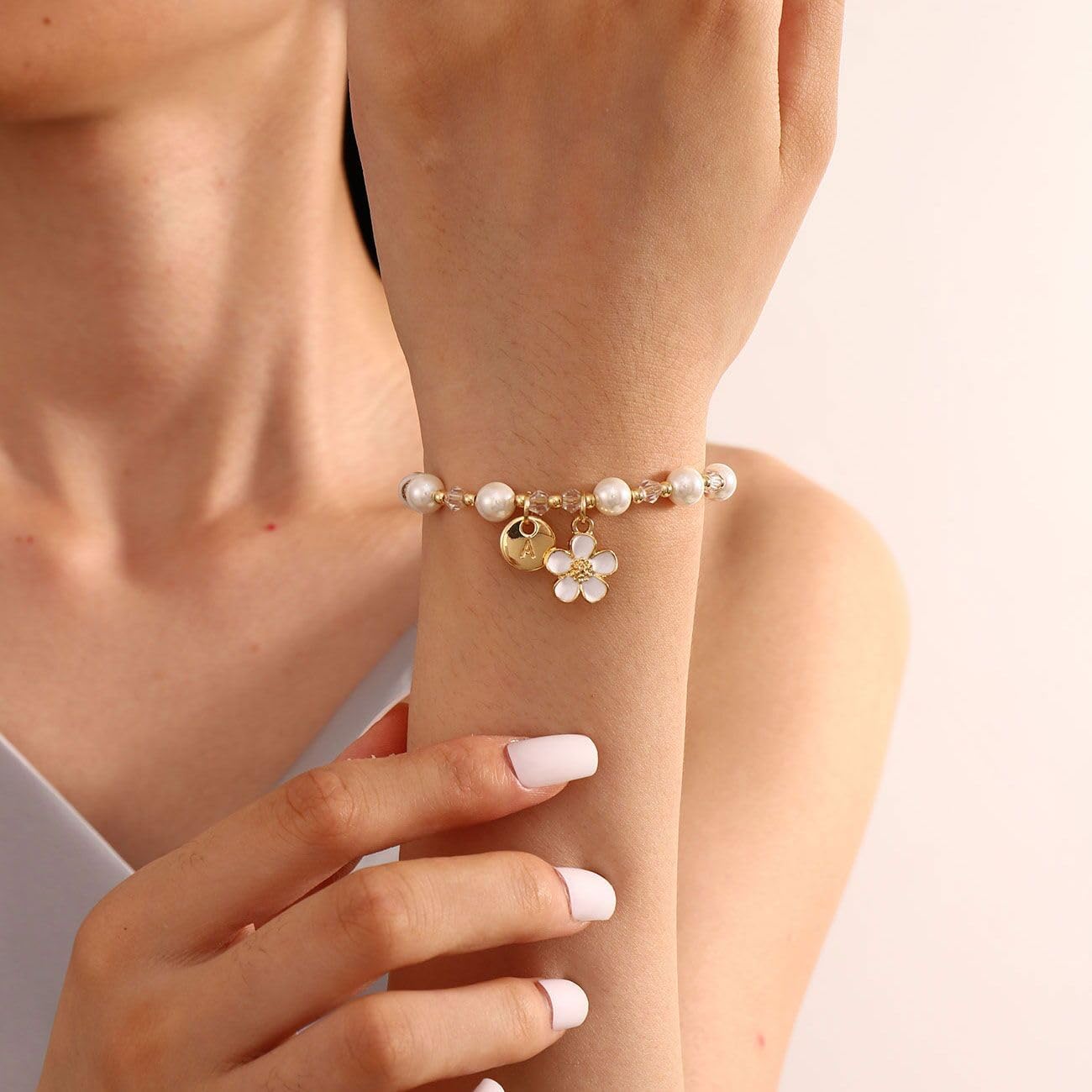 enasal Personalized Flower Girl Proposal Gifts, Will You Be My Flower Girl ? Initial A-Z Cute Shell Pearl Bracelet for Girls