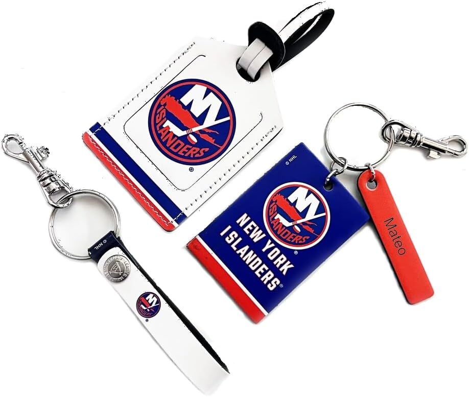 NEW YORK ISLANDERS PERSONALIZED Licensed NHL Three Piece Leather Gift Pack with Tag