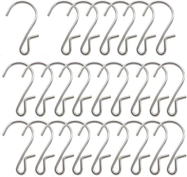 XINGSUI 25Pcs S-Shaped Hook, S-Shaped Metal Hook, Metal Hanger, Christmas Decoration Hook, Party Light Hook, Suitable for Indoor and Outdoor Hanging