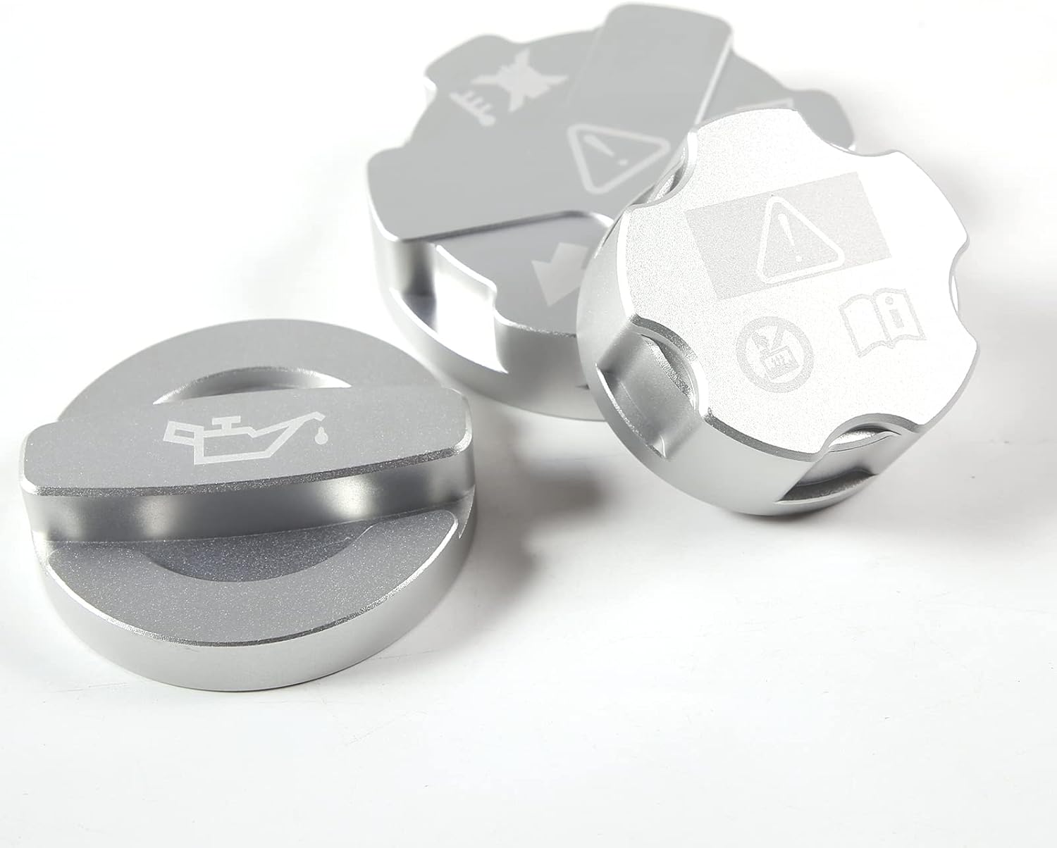 Engine Oil Filler Cap Radiator Cap Compatible with Toyot@ Supra GR A90 A91 MK5 2019-2024, Aluminium Alloy Engine Oil Fill Cap Trim Cover Accessories, 3PCS (Silver)