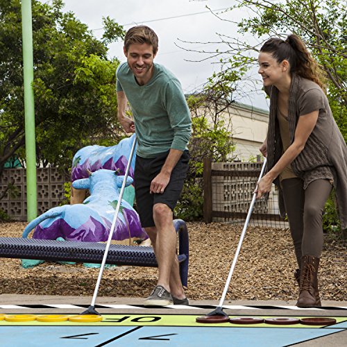 Champion Sports Classic Group Games Shuffleboard Set: Champion Sports Indoor Outdoor 8 Puck 4 Cue Sticks Party Game #TOP5
