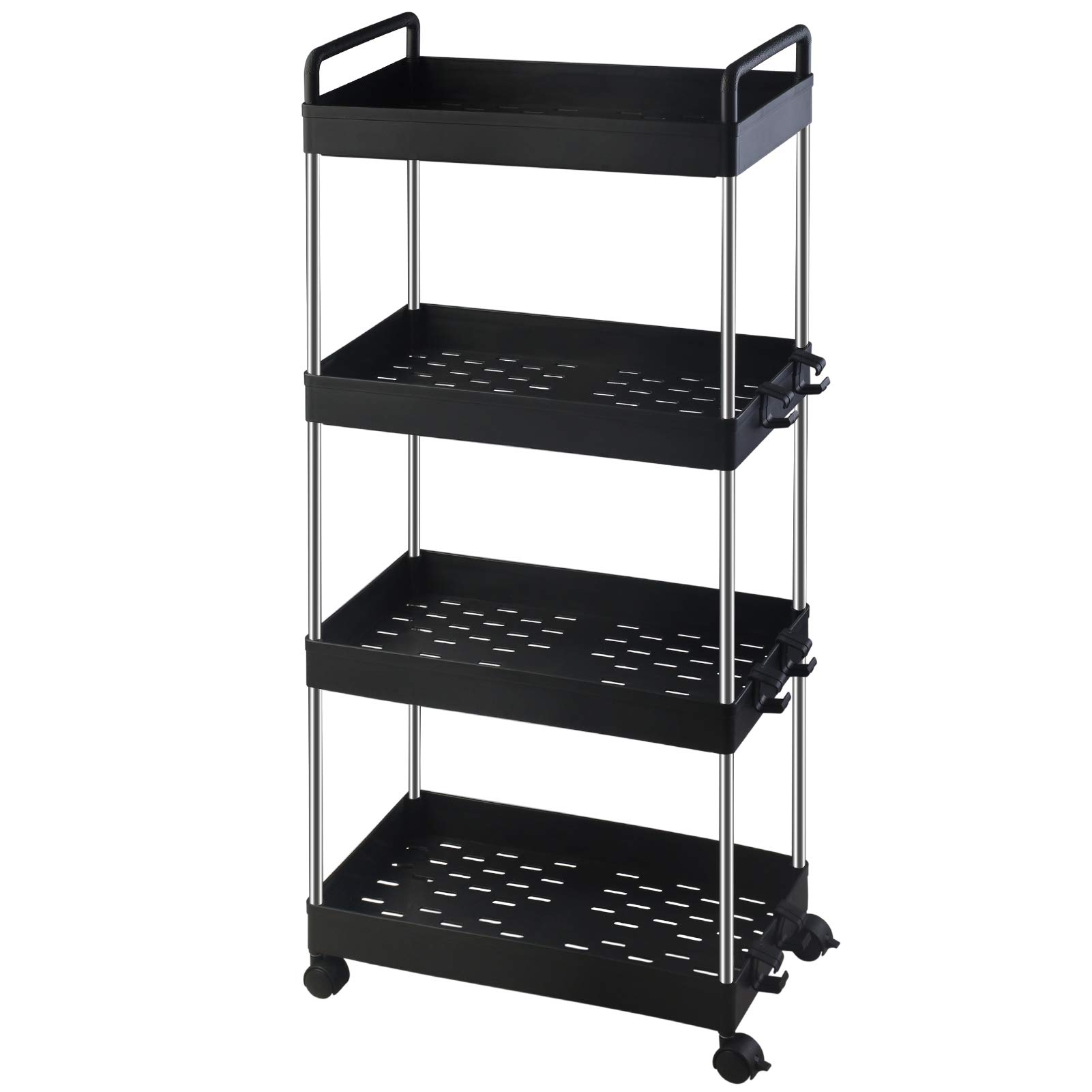 Buy Ronlap 4 Tier Storage Trolley, Narrow Mobile Shelving Unit with