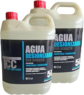 Agua destilada 5 litros x 2 garrafas. TCC- Agua desionizada Multiples usos (Total 10 litros)