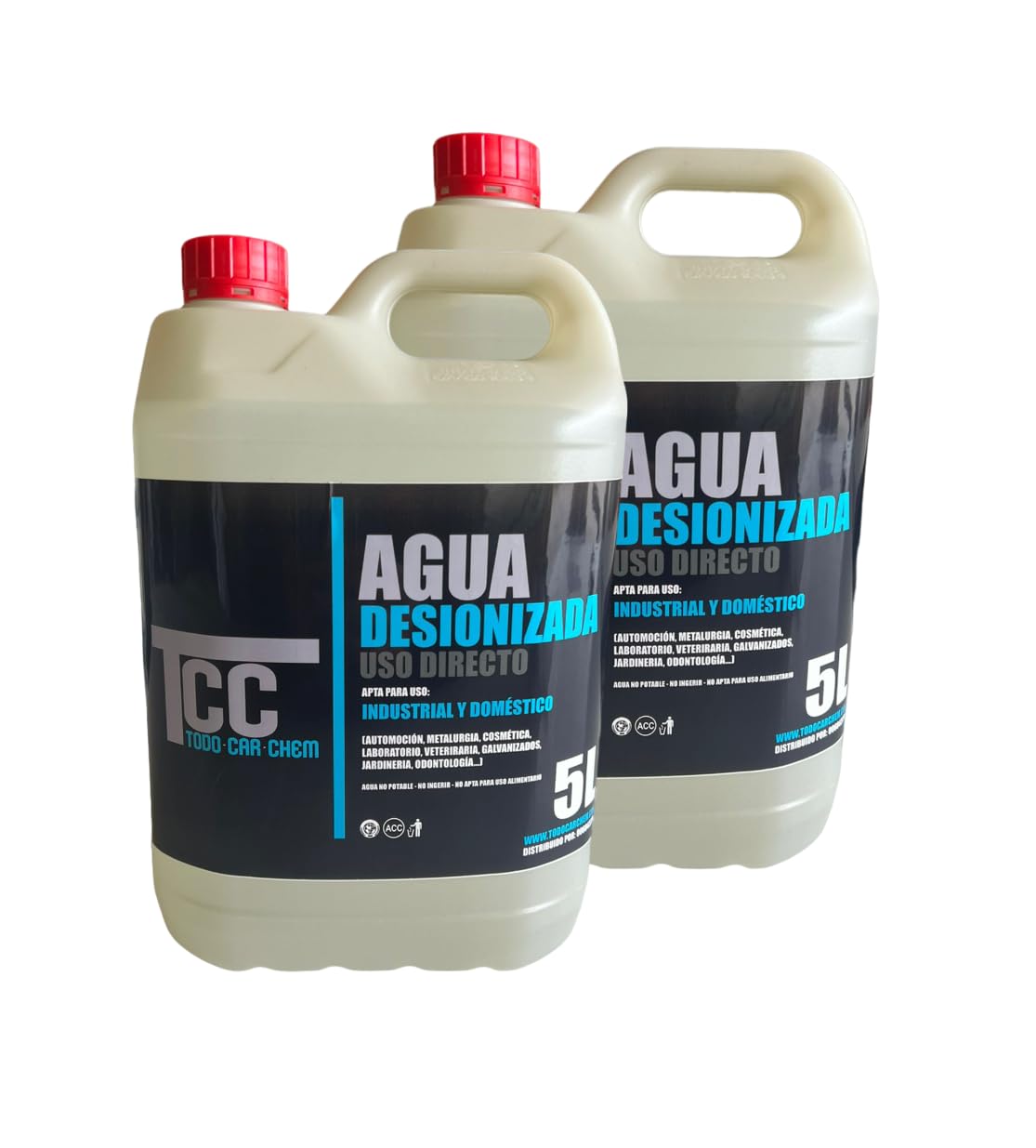 Agua destilada 5 litros x 2 garrafas. TCC- Agua desionizada Multiples usos (Total 10 litros)