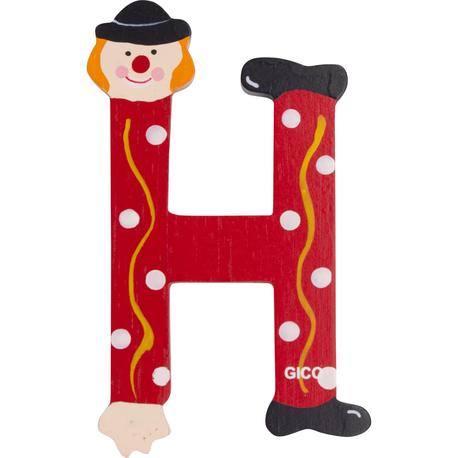 Wooden Letters Name Children's Room Large Decoration for the Door, Funny Clowns, A-Z, Height Approx. 9 cm, Wooden Letter 7361 (H)